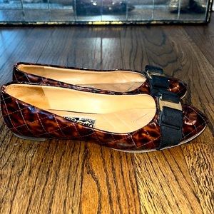 Ferragamo Quilted Patent Leather Ballet Flats